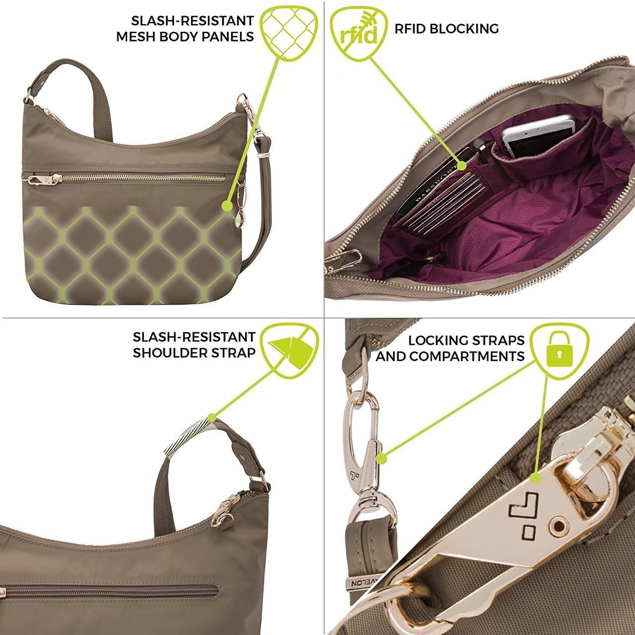 Travelon Anti-Theft Tailored Hobo Bag Sable - Irv’s Luggage