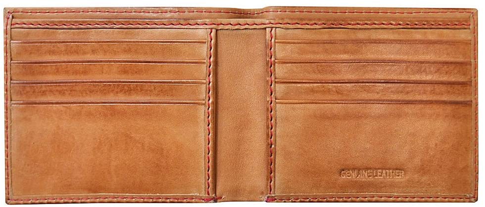 Rawlings Baseball Stitch Bifold Leather Wallet - Tan