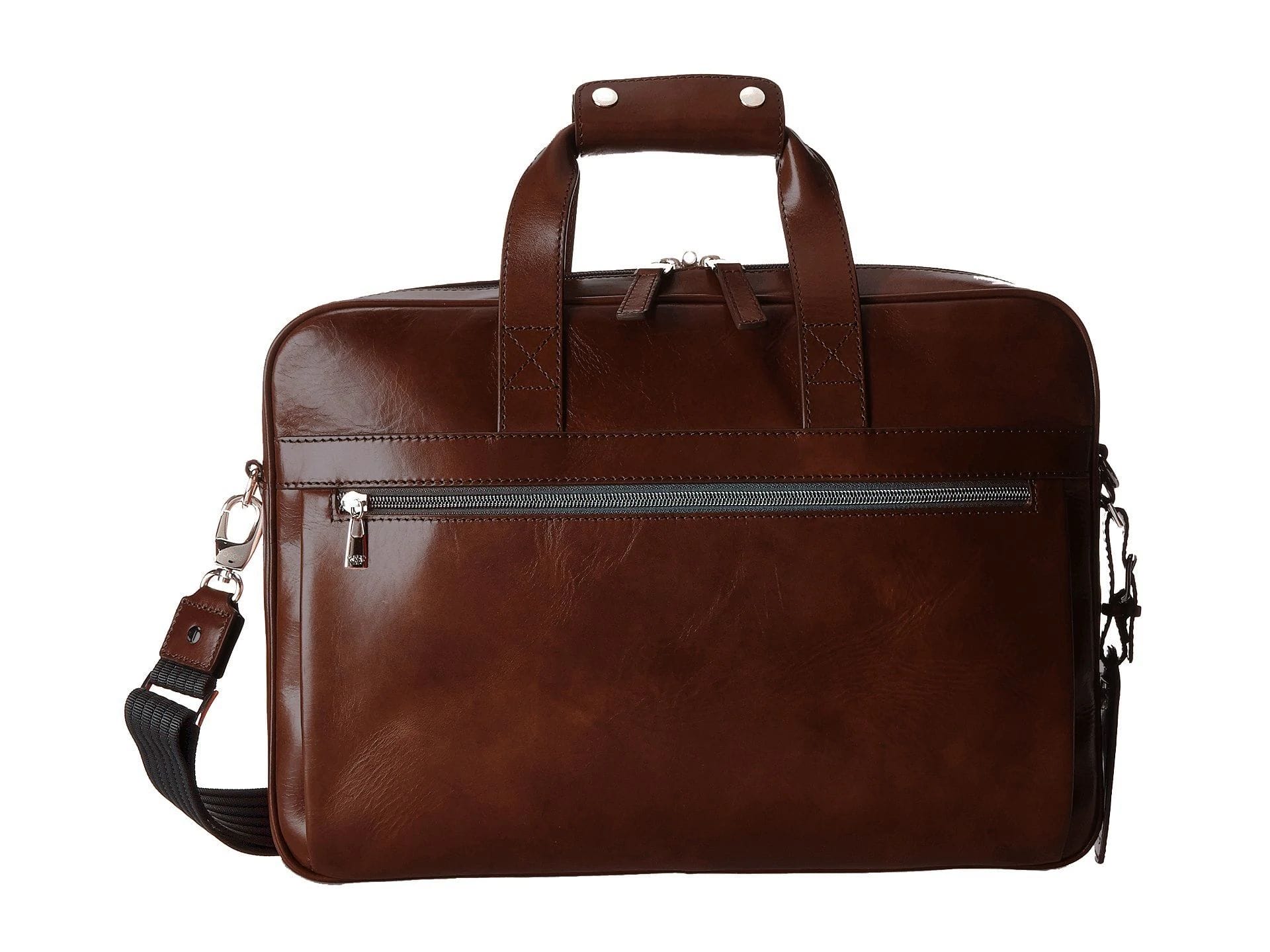 Bosca Single Gusset Italian Leather Stringer Bag - Dark Brown - Irv’s ...