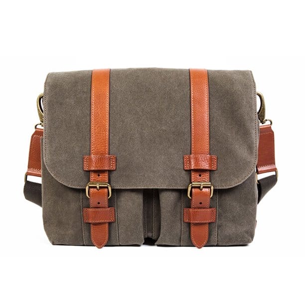 Bosca Correspondent Pocket Mail Bag - Chestnut / Olive - Irv’s Luggage